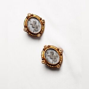 Elizabeth Locke Smoke Griffin and Lion Earrings